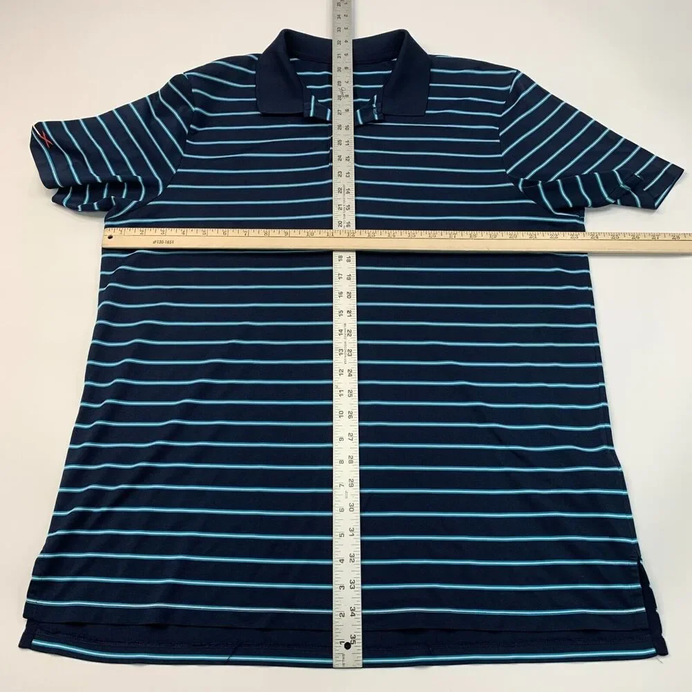 Ralph Lauren RLX Polo Shirt Mens XL Extra Large Navy Blue Striped Lightweight
